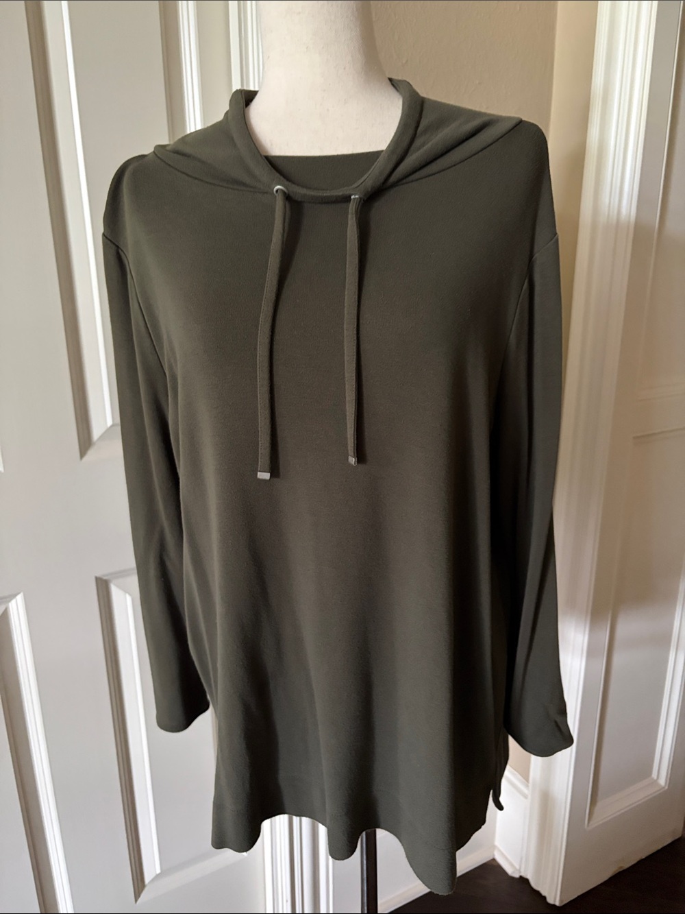 Ann Taylor Hooded Pullover Sweatshirt Olive Green L